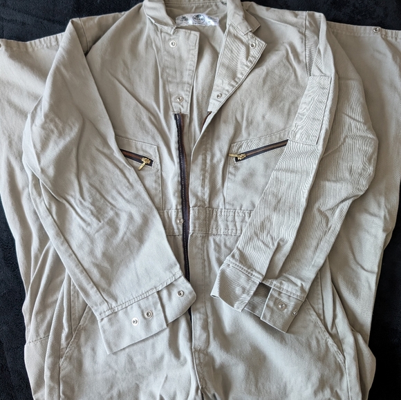 Red Kap Khaki Utility Work Coveralls 38R 100% Cotton Industrial Jumpsuit Unisex - Picture 3 of 12